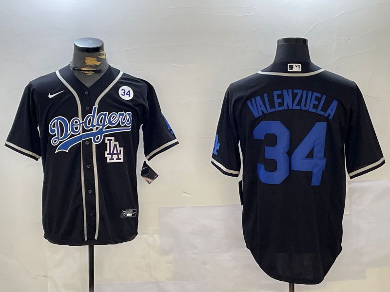 Men Los Angeles Dodgers 34 Valenzuela Black Game 2024 Nike MLB Jersey style 112012